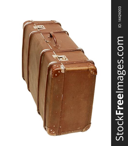 Old suitcase isolated on white background. Old suitcase isolated on white background
