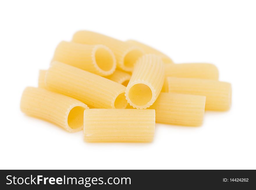 Detail of Macaroni pasta isolated over white