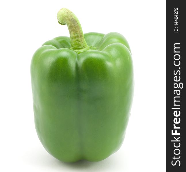 Fresh green paprika isolated on white