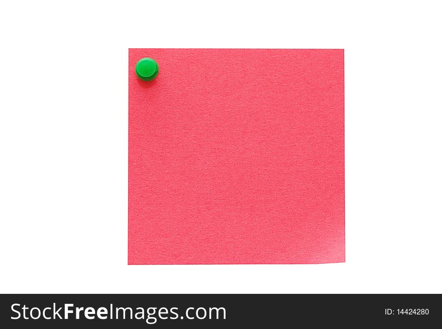 Note with pin isolated on the white background. Note with pin isolated on the white background