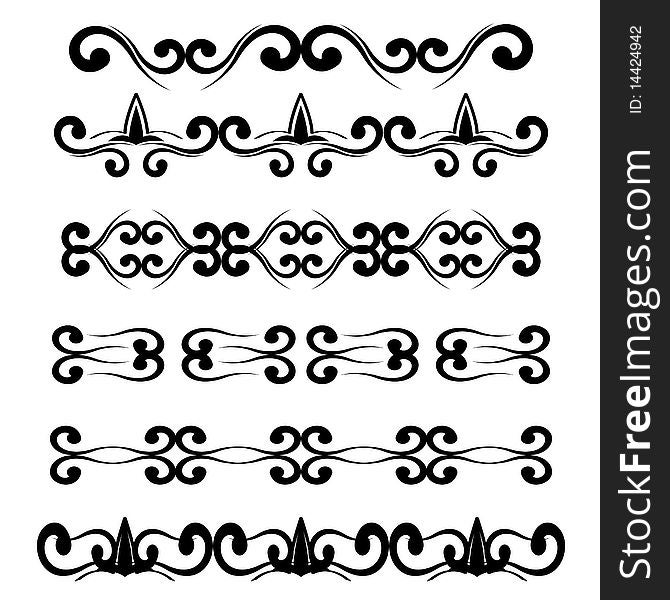 Decorative elements, vector. Black and white.