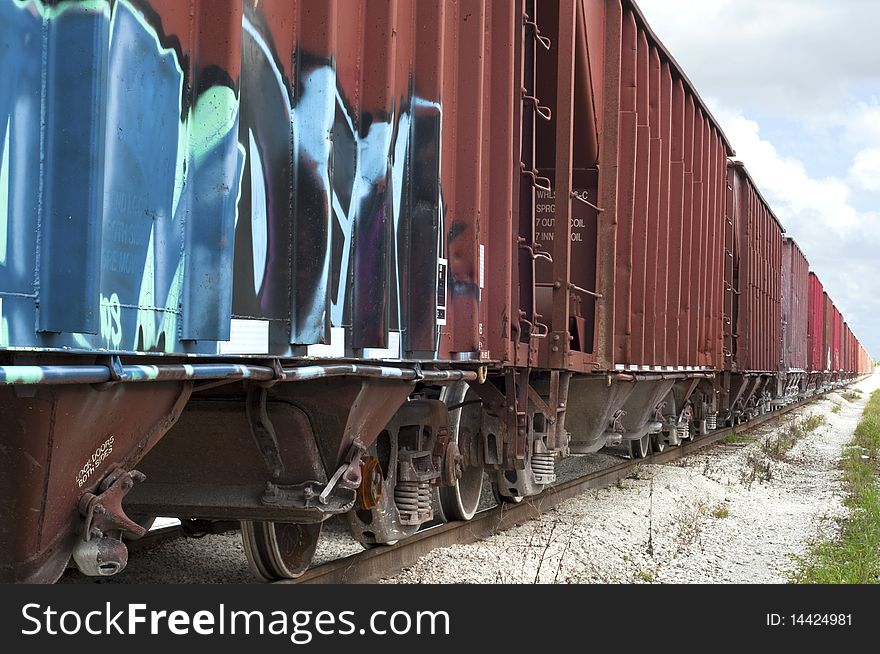 Train Rail Cars with Graffiti