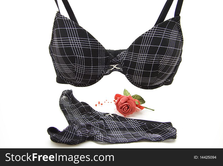 Black ladies underwear with rose. Black ladies underwear with rose