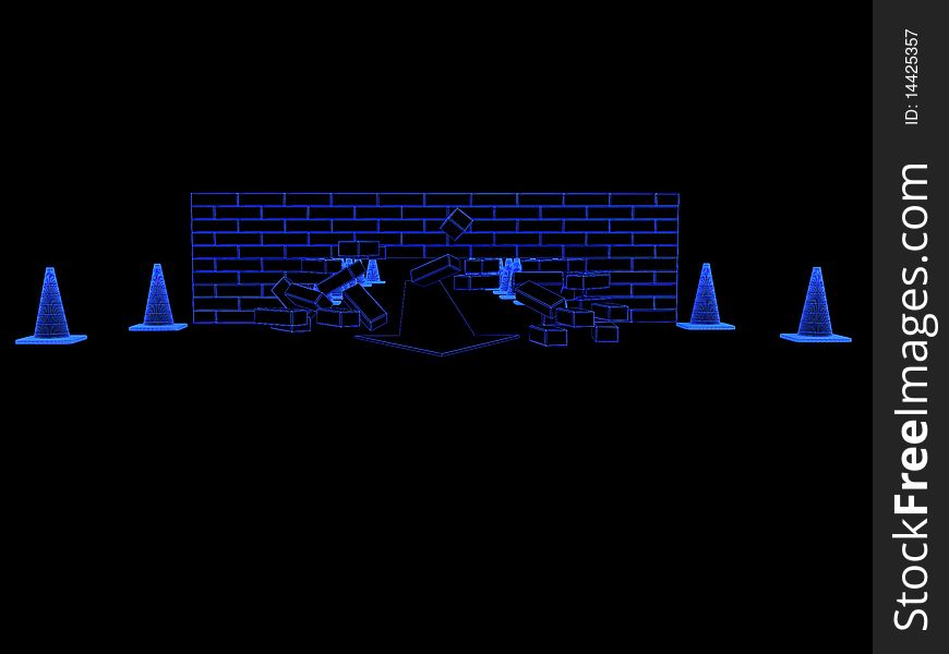 Obstacle overcoming. Done in luminous lines on a black background