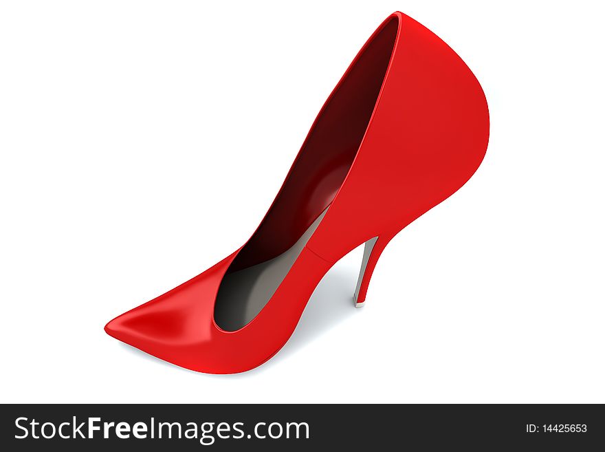 Red woman's shoe isolated on white background