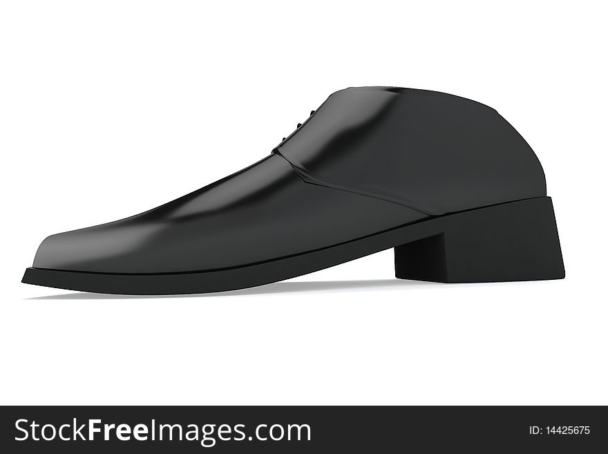 Man's black shoe isolated on white background