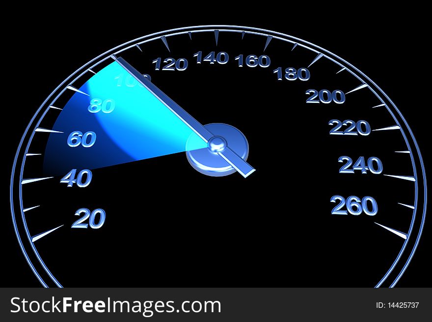 Abstract speedometer. On black background. Computer graphics