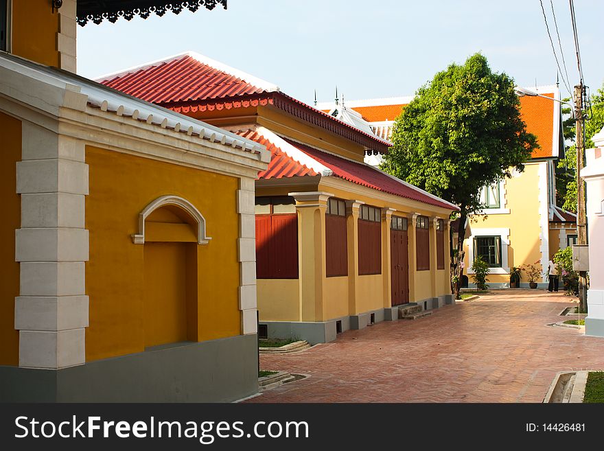 Colorful building in temple of King Rama the fifth