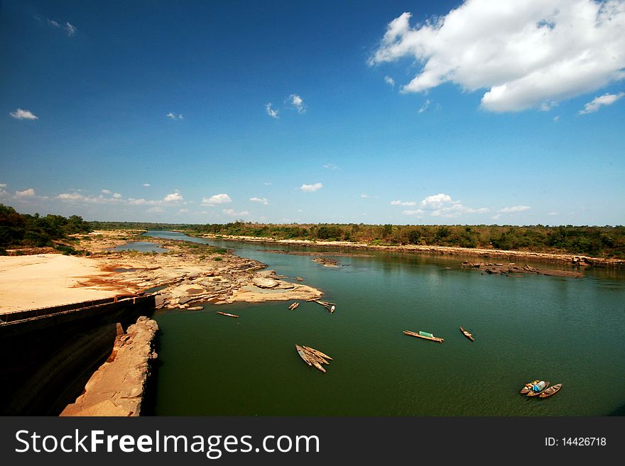 A river behides the dam at Ubonratchthani Thailand. A river behides the dam at Ubonratchthani Thailand