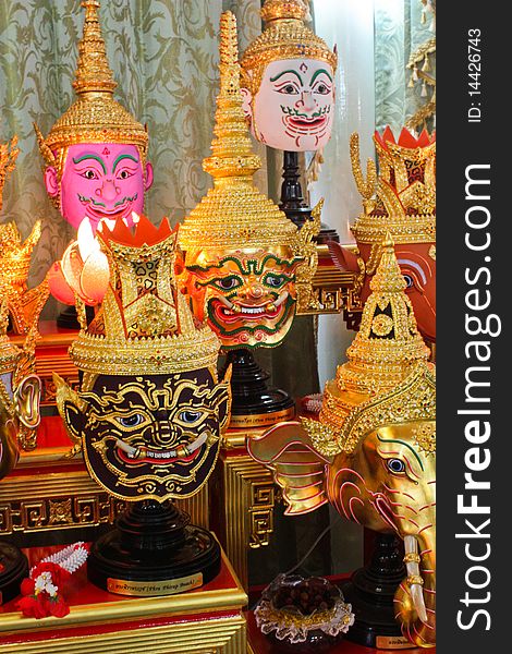 masks of Ramayana ritual worship of artist in Thailand
