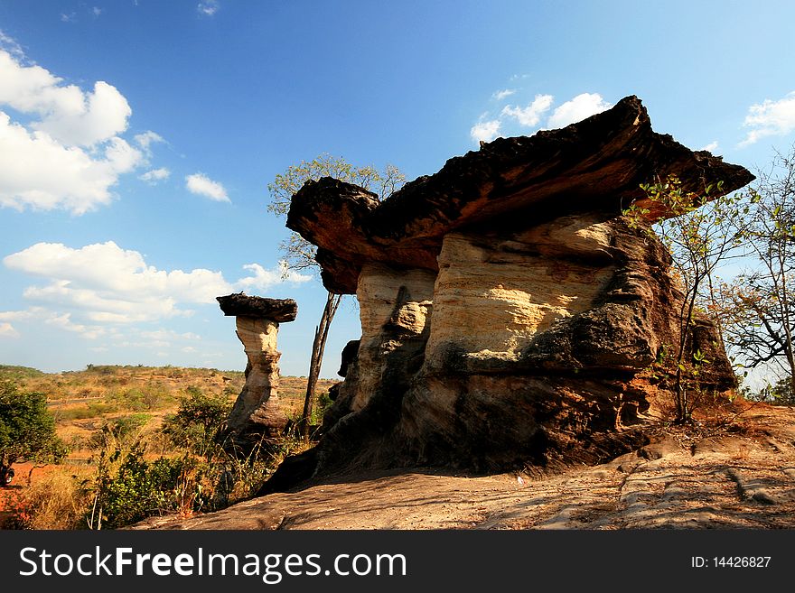 Natural rock pole in phatam nation park Ubonratchathani Thailand