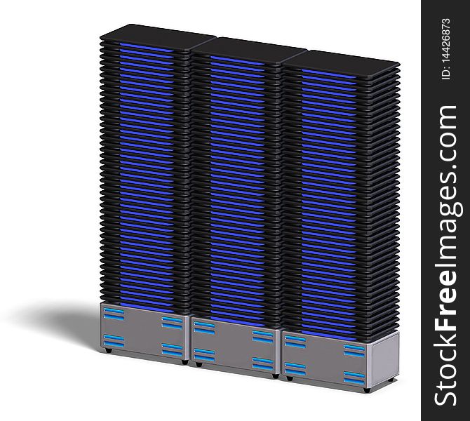 A historic science fiction computer or mainframe. 3D rendering with clipping path and shadow over white