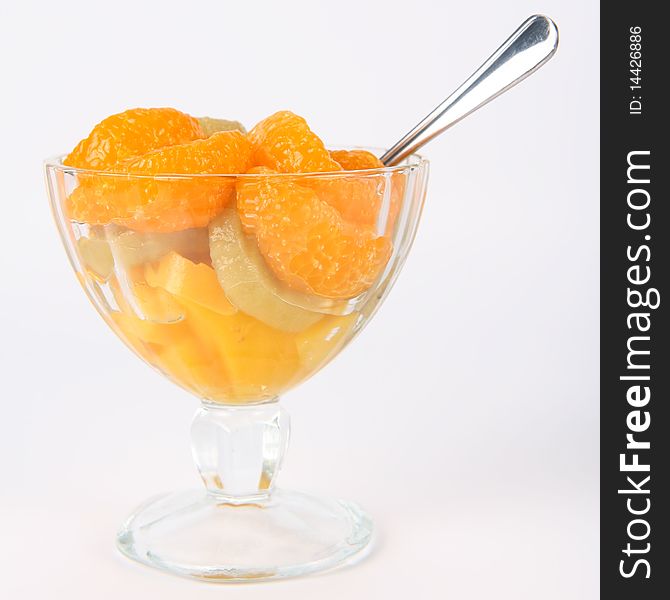 Fruit salad on white background