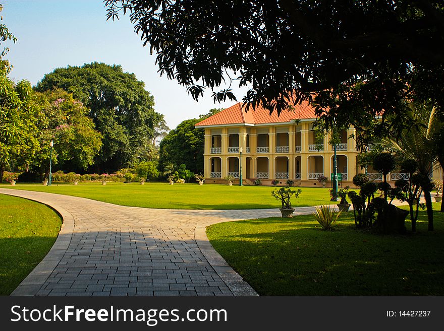 Old grand palace of King Rama the fifth in Thailand