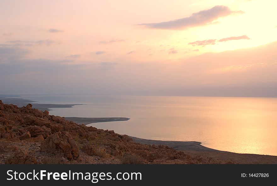 Dead Sea Sunrise. View on sea.