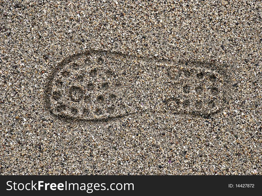 Single Shoe Imprint On Sand