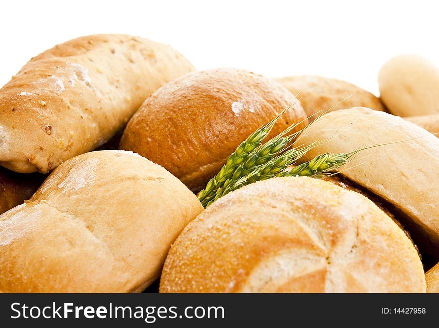 Young wheat and various types of bread