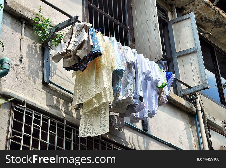 Washing Clothes Line Outside House