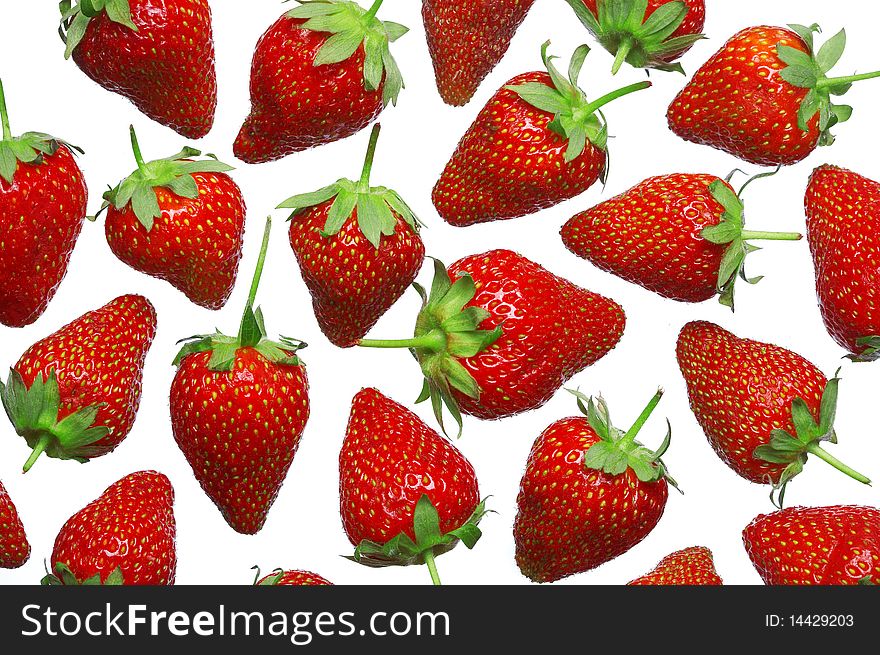 Juicy strawberry on a white background close up