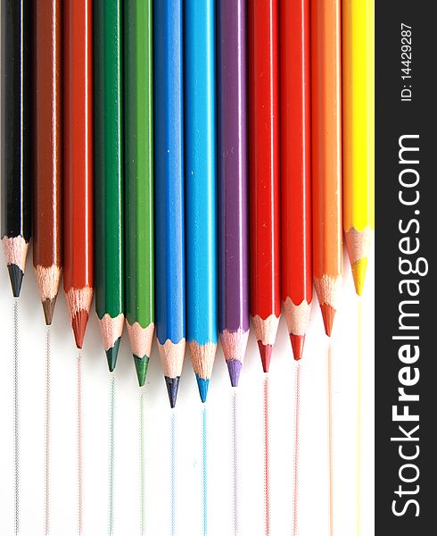 Colored pencils isolated on white