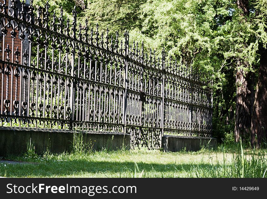 The old steel fence in park