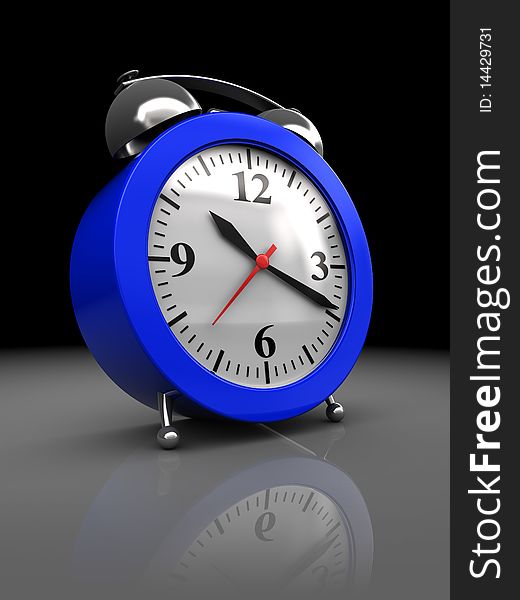 3d illustration of alarm clock over dark background