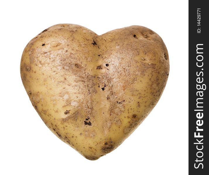 Heartshaped Potato isolated on white background