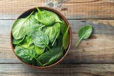 Fresh Spinach Leaves In Bowl On Wooden Table Royalty Free Stock Image Fresh Spinach Leaves In Bowl On Wooden Table Royalty Free Stock Image