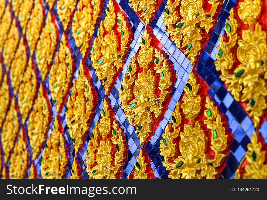 Ancient Thai Art Pattern In Wat Thasung