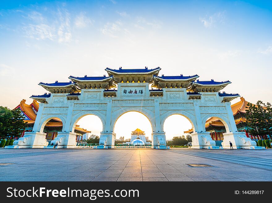 Beautiful architecture building and landmark chiang kai-shek memorial hall in taipei city Taiwan