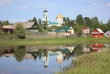 Village, Church And River Royalty Free Stock Photography Village, Church And River Royalty Free Stock Photography