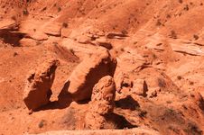 Stones In An Orange Canyon Stock Photo