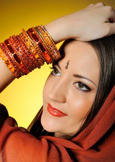 Young Beautiful Woman In Indian Traditional Style Stock Image Young Beautiful Woman In Indian Traditional Style Stock Image