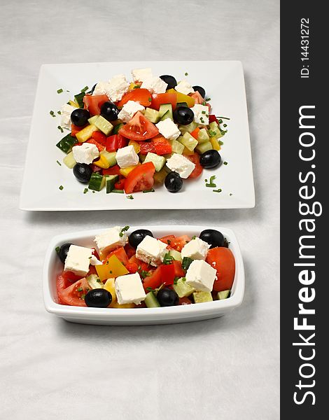 Vegetable salad with olives