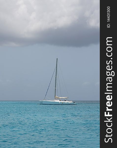 Catamaran in saona beach - stormy day