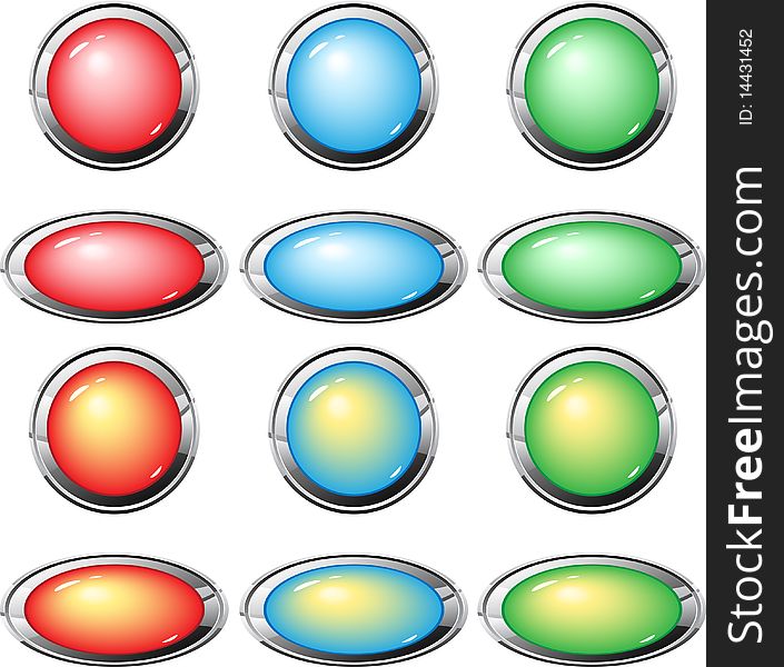 Luminescent buttons of different colors. Luminescent buttons of different colors