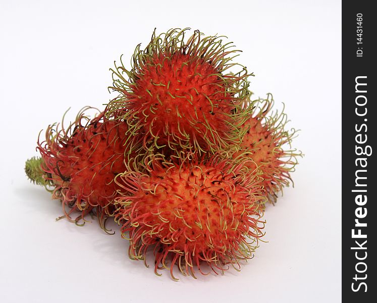 Tropical fruit rambutan with white background