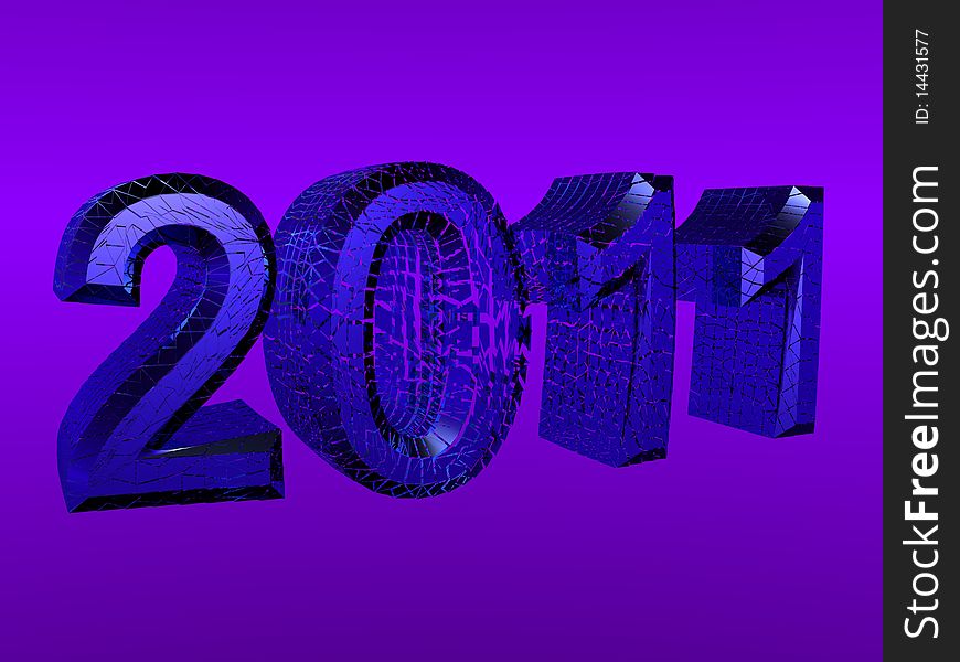 3D rendered 2011 new year logo on color background