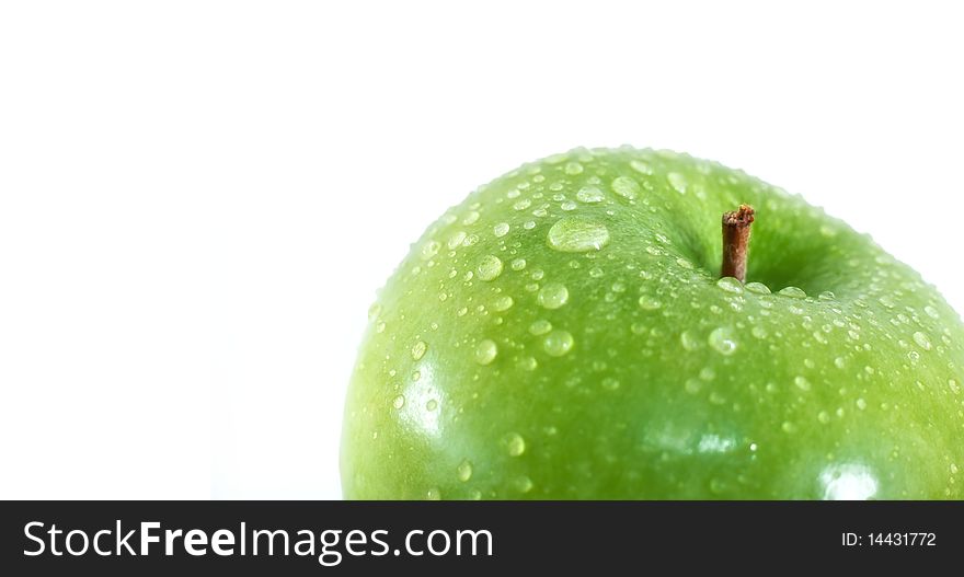 Green apple, isolated on white - close up