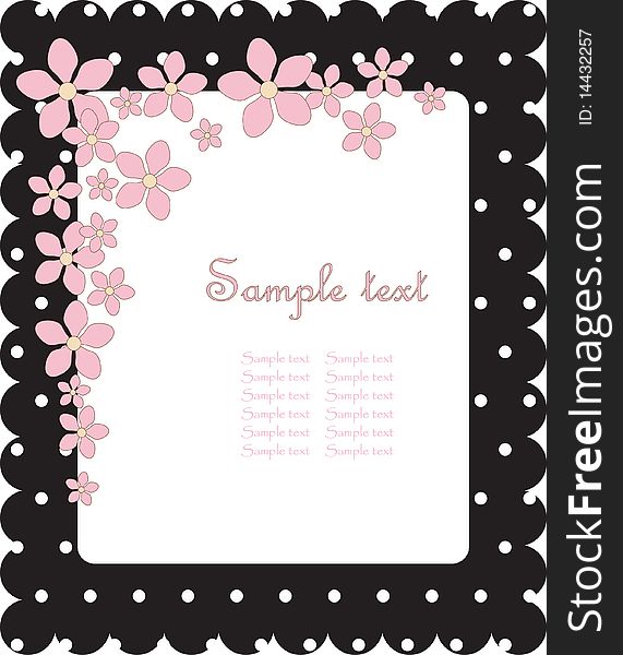 Floral cute card on dotted background