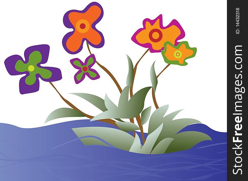 Flower on water related background. Flower on water related background