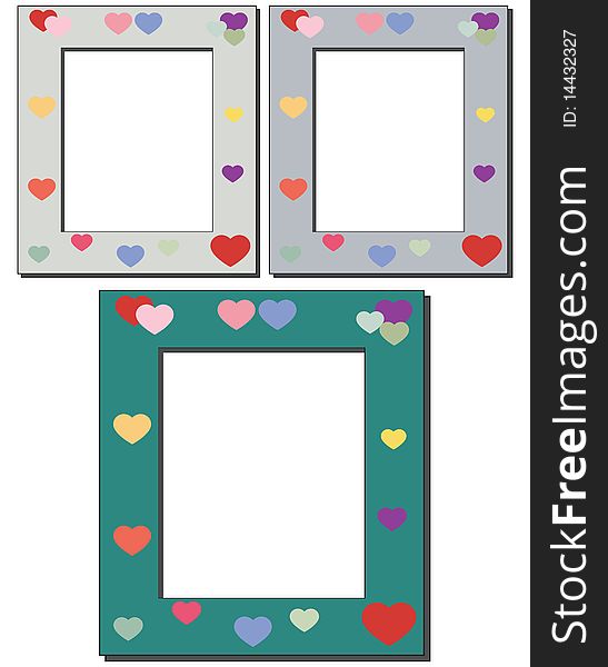 Love photo album frame with hearts. Love photo album frame with hearts