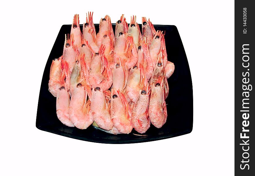 Boiled Shrimps On Plates