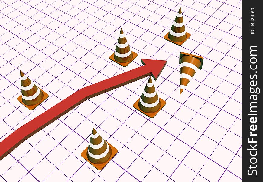 Precautionary cones and diagram, checkered background. Precautionary cones and diagram, checkered background.