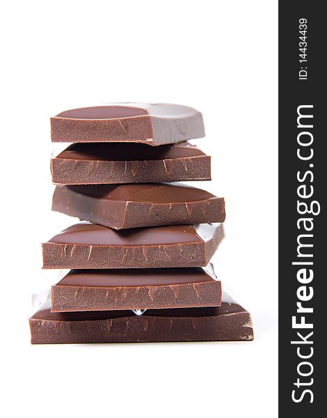 Blocks of Chocolate isolated on a white background