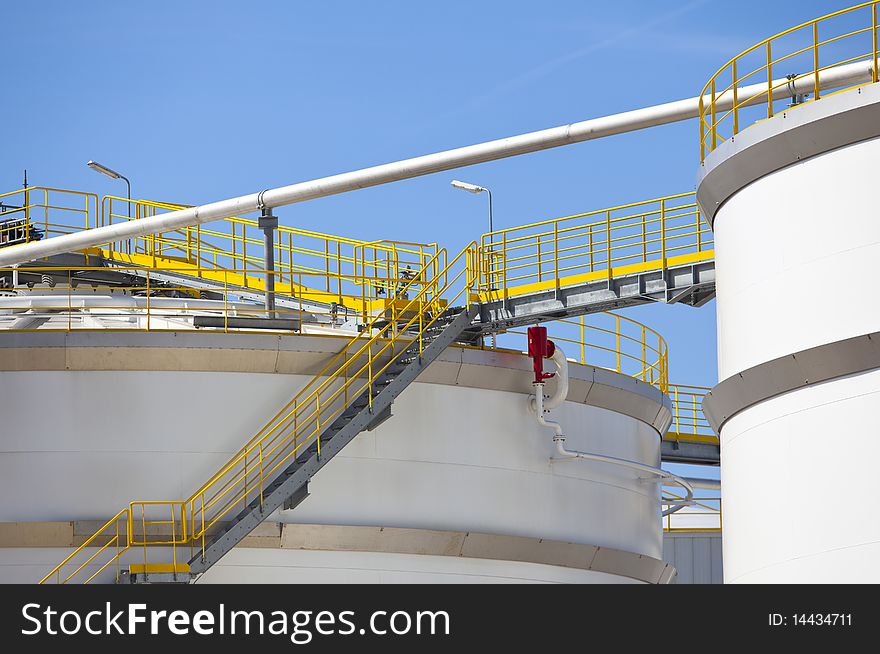 White oil tanks in the harbour of rotterdam