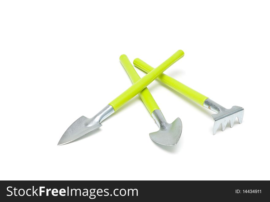 Gardening tools isolated on a white background.