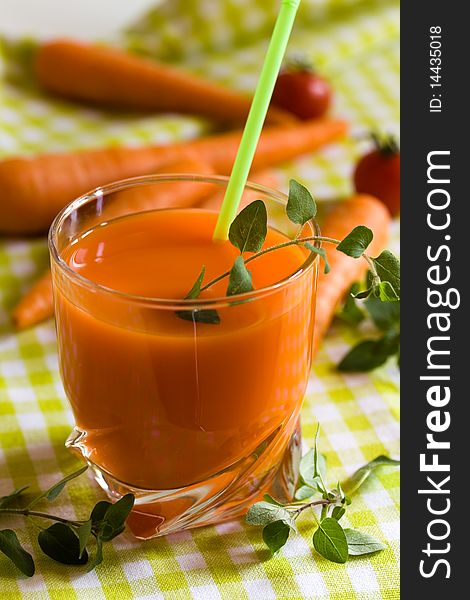 Healthy drink,glass of freshly squeezed carrot juice