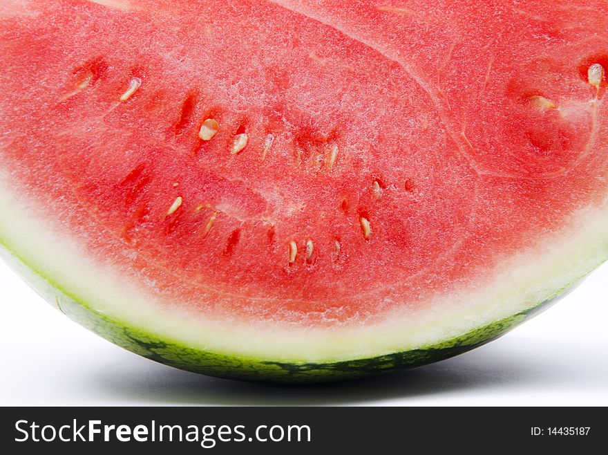 A close up shot of a watermelon part