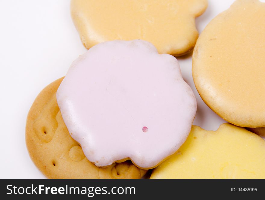 Round cookies covered with glaze